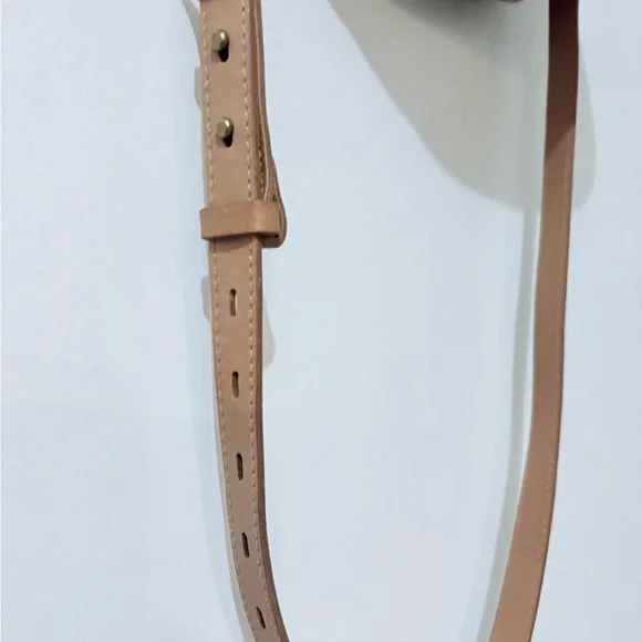 Madewell Sydney Light Tan Leather Crossbody Handbag Brass Details 9”x 8” - Picture 10 of 12